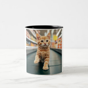 Caneca De Café Em Dois Tons Caper Mug Curioso Transportador de Kitten