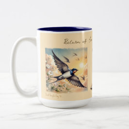 Caneca De Café Em Dois Tons Capistrano Barn Swallow no Ouro Sunset 15 oz