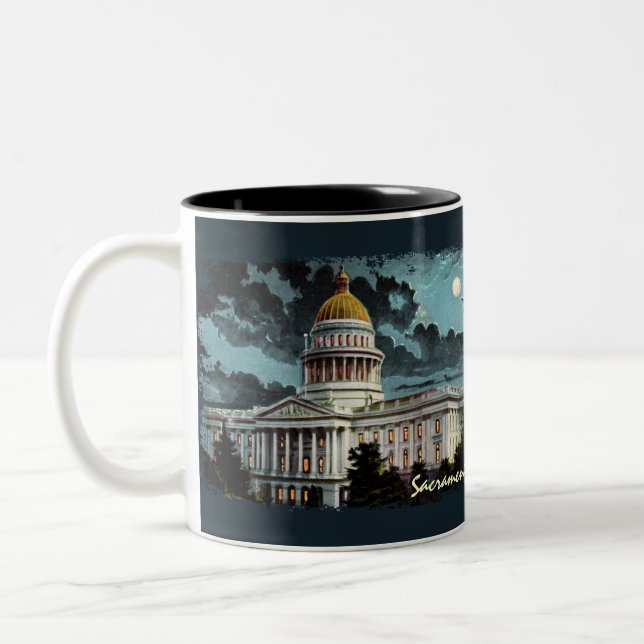 Caneca De Café Em Dois Tons Capitólio Estadual da Califórnia em Lua (Esquerda)