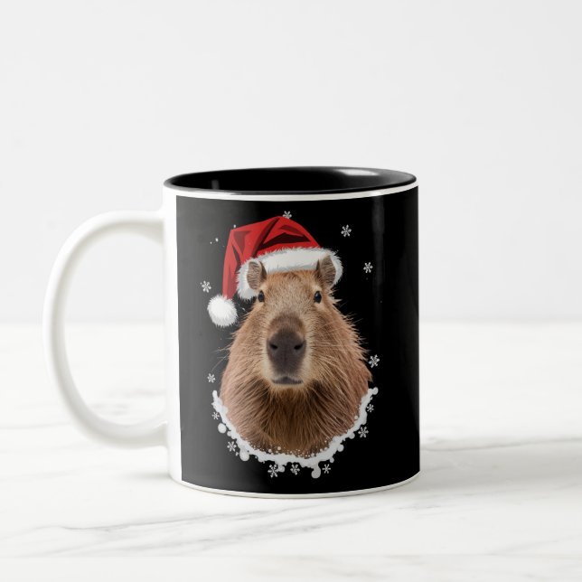 Caneca De Café Em Dois Tons Capivara Natal Engraçado  (Esquerda)