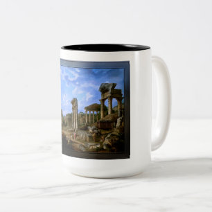 Caneca De Café Em Dois Tons Capriccio do Fórum Romano de Giovanni Pannini
