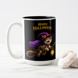 Caneca De Café Em Dois Tons Caprichoso feliz Halloween dois
