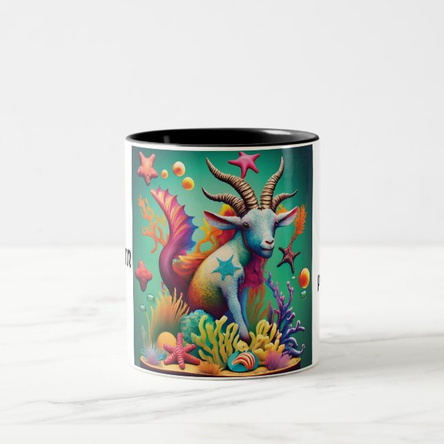 Caneca De Café Em Dois Tons Capricórnio - Arte Zodiaca (Centro)