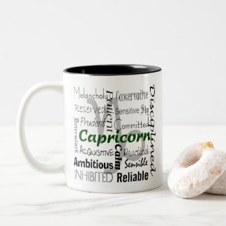 Caneca De Café Em Dois Tons Capricórnio Zodiac - Astrologia Traços Colagem