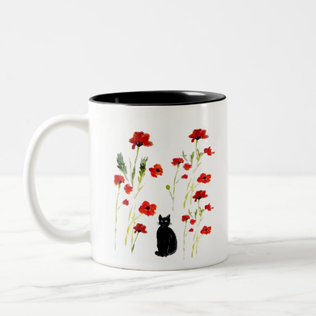 Caneca De Café Em Dois Tons Cápsula Vermelha Gatinho (Esquerda)