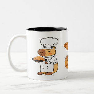 Caneca De Café Em Dois Tons Capybara e Croissant Mug Café café da manhã boni