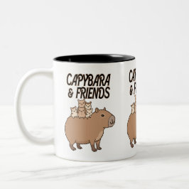 Caneca De Café Em Dois Tons Capybara e Friends Mug | Café Bastante Animal