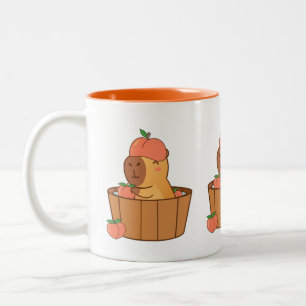 Caneca De Café Em Dois Tons Capybara e Peach Mug Café do telhado da Fruta