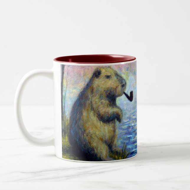 Caneca De Café Em Dois Tons Capybara Fumando um Pipe (Esquerda)