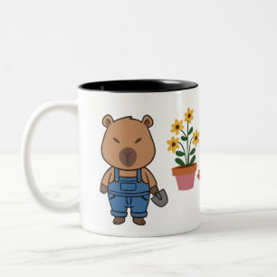 Caneca De Café Em Dois Tons Capybara Gardening Mug   Café De Fábrica Cuja Fábr