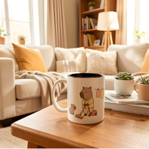 Caneca De Café Em Dois Tons Capybara Mãe Mug   Bonita e Bonita Presente para C
