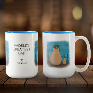 Caneca De Café Em Dois Tons Capybara Padre e Filho Personalizada
