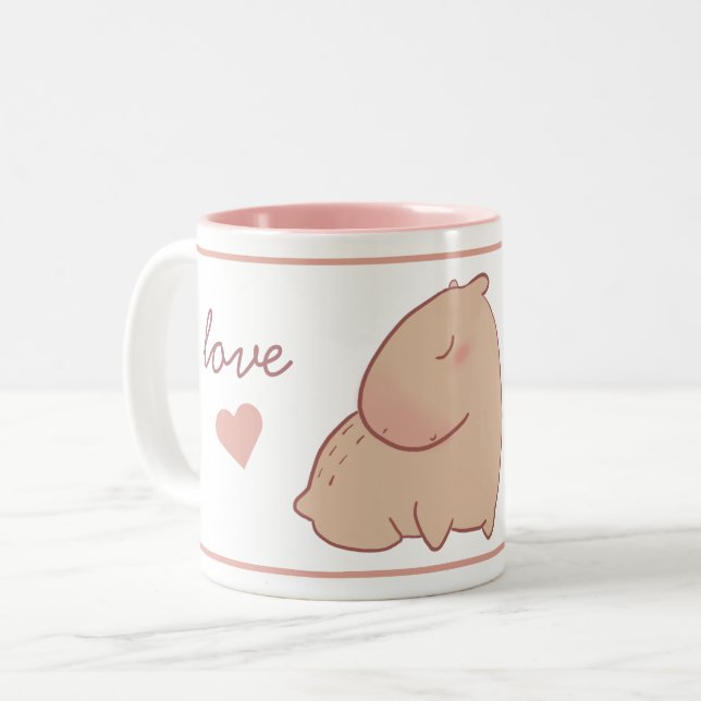 Caneca De Café Em Dois Tons Capybara pastel  (Frente Esquerda)