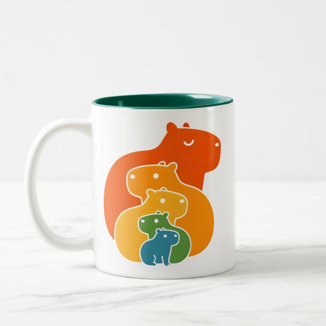 Caneca De Café Em Dois Tons Capybaras arco-íris (Esquerda)