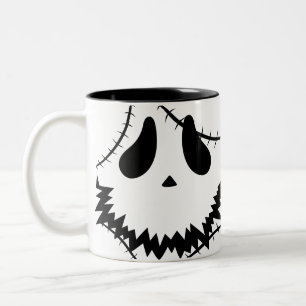 Caneca De Café Em Dois Tons Cara de abóbora-de-bico-de-lanterna
