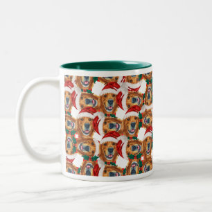 Caneca De Café Em Dois Tons Cara de Golden Retriever Legal no Natal