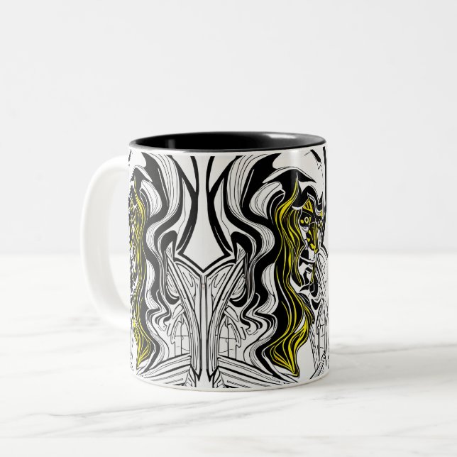 Caneca De Café Em Dois Tons Cara de homem misterioso (Frente Esquerda)
