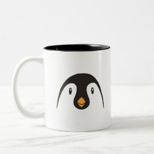 Caneca De Café Em Dois Tons Cara de Pinguim Fofa