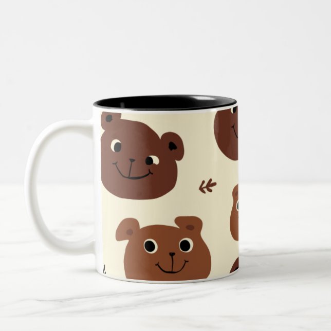 Caneca De Café Em Dois Tons Cara de urso engraçado (Esquerda)