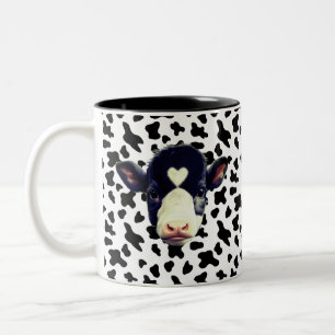 Caneca De Café Em Dois Tons Cara de Vaca Preta e Branca