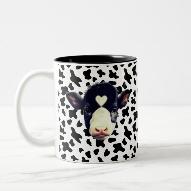 Caneca De Café Em Dois Tons Cara de Vaca Preta e Branca (Esquerda)