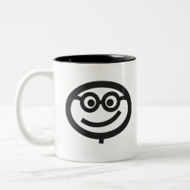 Caneca De Café Em Dois Tons Cara feliz com vidros