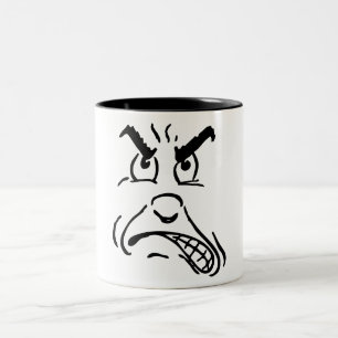 Caneca De Café Em Dois Tons Cara irritada dos desenhos animados