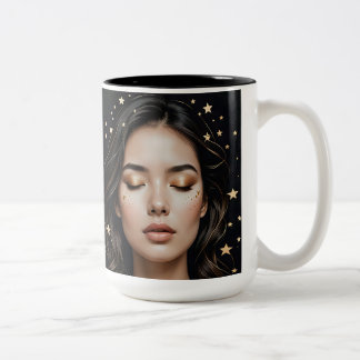 Caneca De Café Em Dois Tons Cara Minimalista e Stars Mug