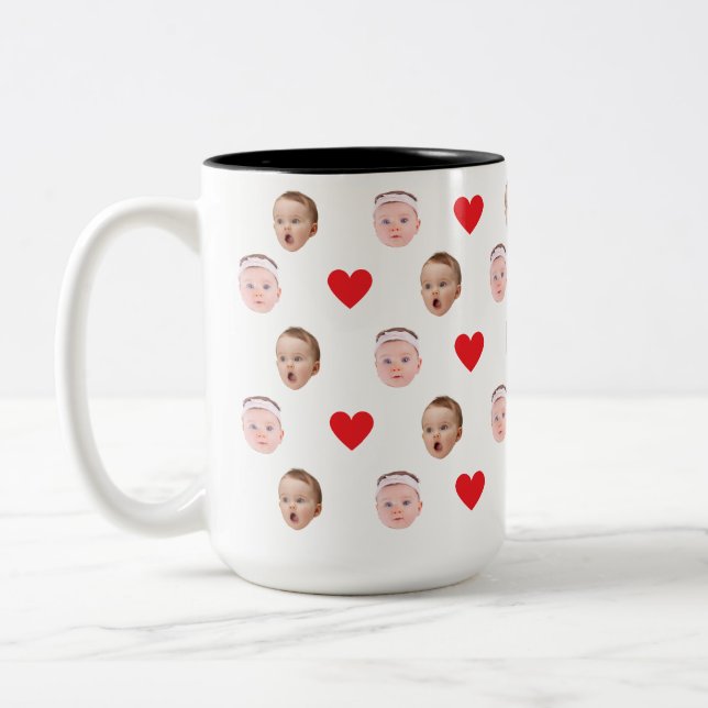 Caneca De Café Em Dois Tons Cara Mug, Foto Personalizada, Presente De Bebê (Esquerda)