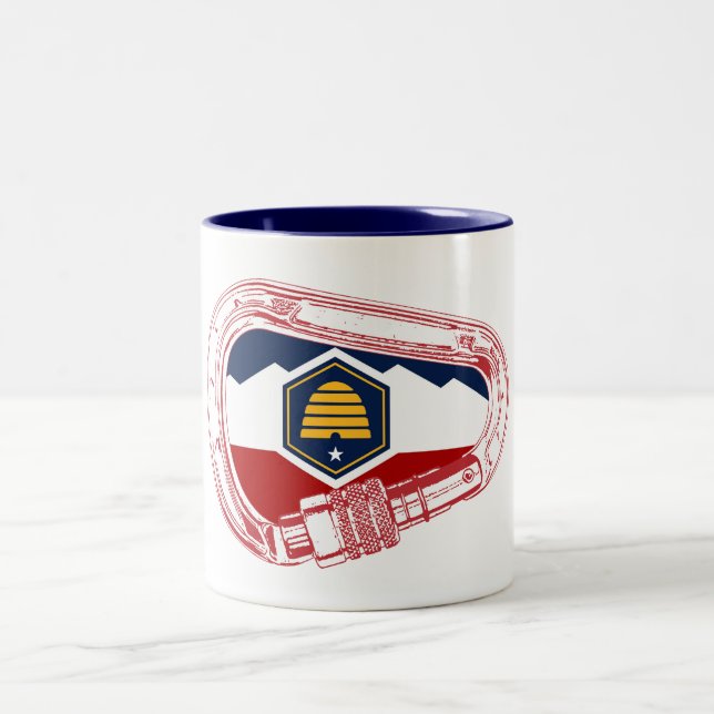 Caneca De Café Em Dois Tons Carabineiro de Escalada de Utah Flag Rock (Centro)