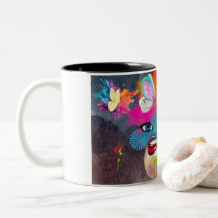 Caneca De Café Em Dois Tons Caractere Palhaço Colorido
