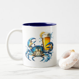 Caneca De Café Em Dois Tons Caranguejo Azul