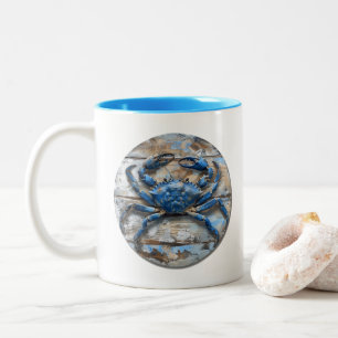 Caneca De Café Em Dois Tons Caranguejo Azul