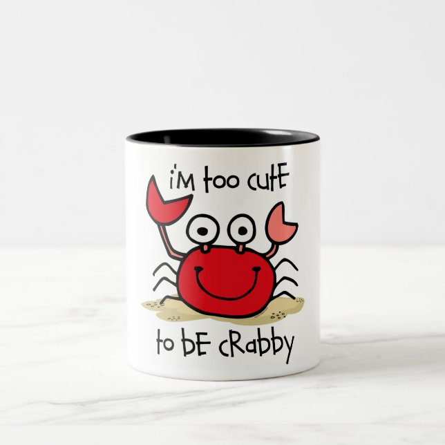 Caneca De Café Em Dois Tons Caranguejo demasiado bonito (Centro)