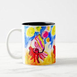 Caneca De Café Em Dois Tons caranguejo-eremita aquarela diversão