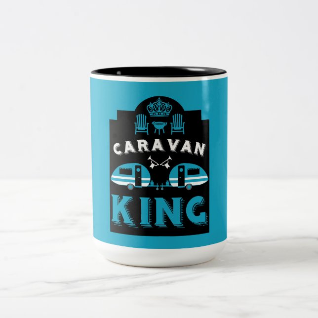 Caneca De Café Em Dois Tons Caravan King Presente Para Campers (Centro)