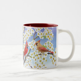 Caneca De Café Em Dois Tons Cardeais em florescer a caneca da árvore de Apple