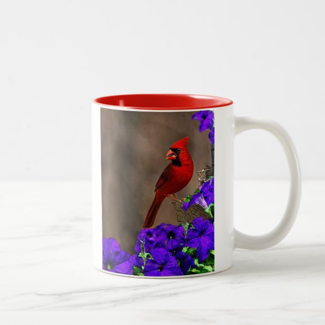 Caneca De Café Em Dois Tons Cardeal com petúnias (Direita)