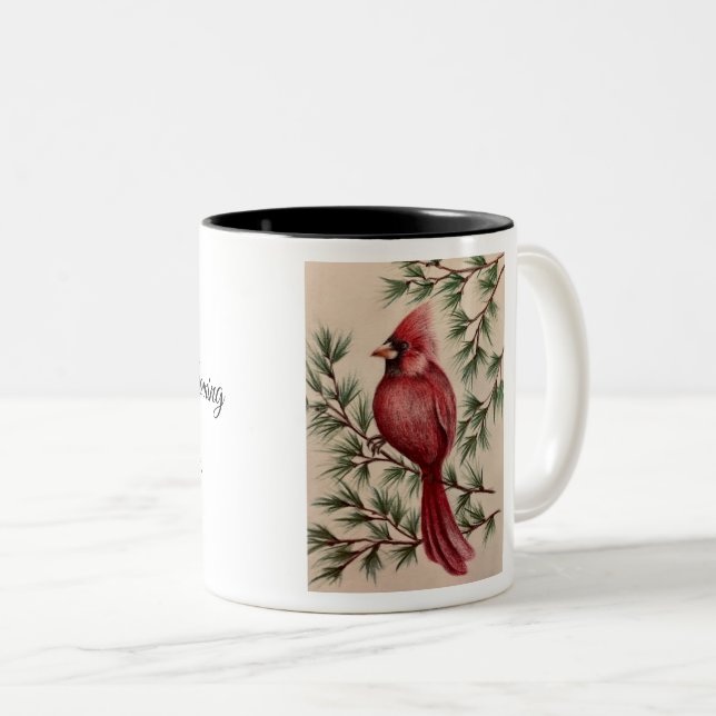 Caneca De Café Em Dois Tons Cardinal Vermelho e Pine (Frente Esquerda)