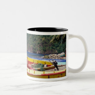 Caneca De Café Em Dois Tons Caribe, BWI, Rua, Lúcia, Marinheiros, Soufriere.