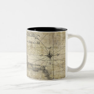 Caneca De Café Em Dois Tons Caribe - mapa antigo