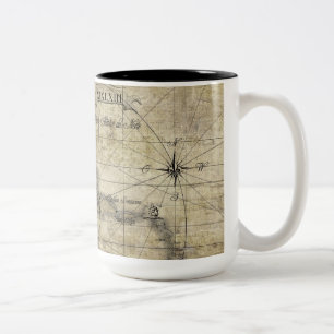Caneca De Café Em Dois Tons Caribe - mapa antigo