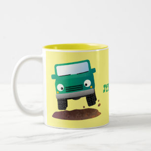 Caneca De Café Em Dois Tons Caricatura exterior de carro de 4 X 4