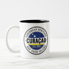 Caneca De Café Em Dois Tons Carimbo de Passaporte de Curaçao | Patrimônio Cari