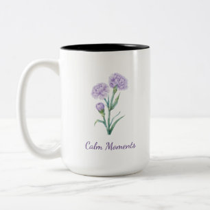 Caneca De Café Em Dois Tons Carnation Lavanda Aquarela Botânica Nome Personali