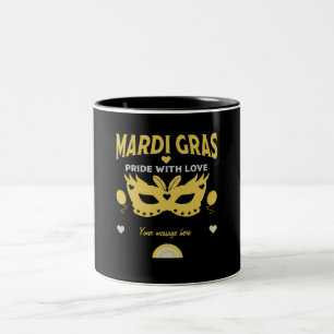 Caneca De Café Em Dois Tons Carnaval de rua New Orleans Louisiana mardi gras