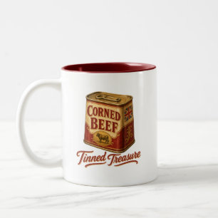 Caneca De Café Em Dois Tons Carne Enlatada Tesouro Enlatado Lata Vintage
