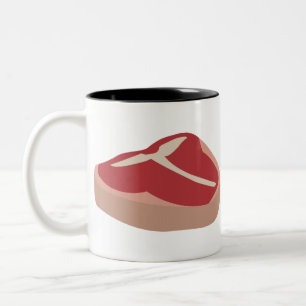 Caneca De Café Em Dois Tons Carne Raw Proteína Fresca Fresca De Carne Chop Bee