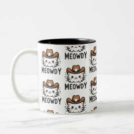 Caneca De Café Em Dois Tons Carneiro Meowboy Padrão de gatos Hat