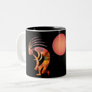 Caneca De Café Em Dois Tons Carnes de Abstrato, coloridas, Petroglicphs Kokope